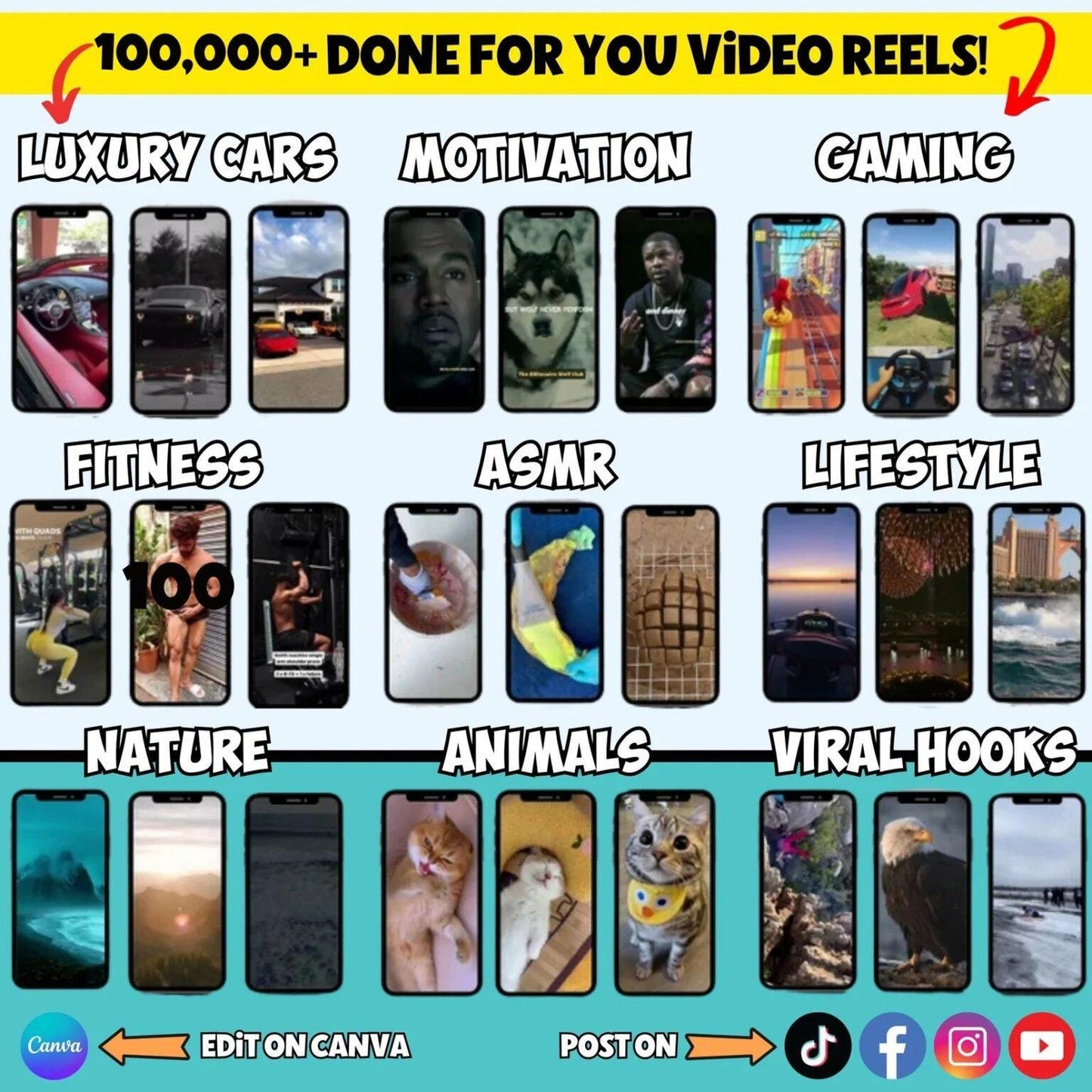 Viral Reels Bundle: Social Media Content Templates (Digital Download