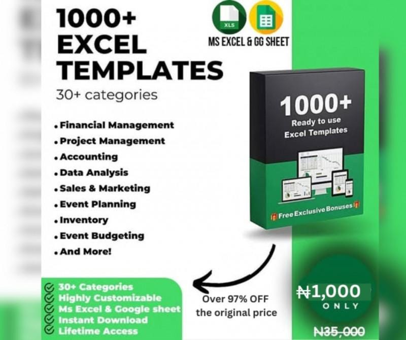 1000+ Editable Excel Templates | Business, Accounting, Finance, Budget, Calendar, Planner