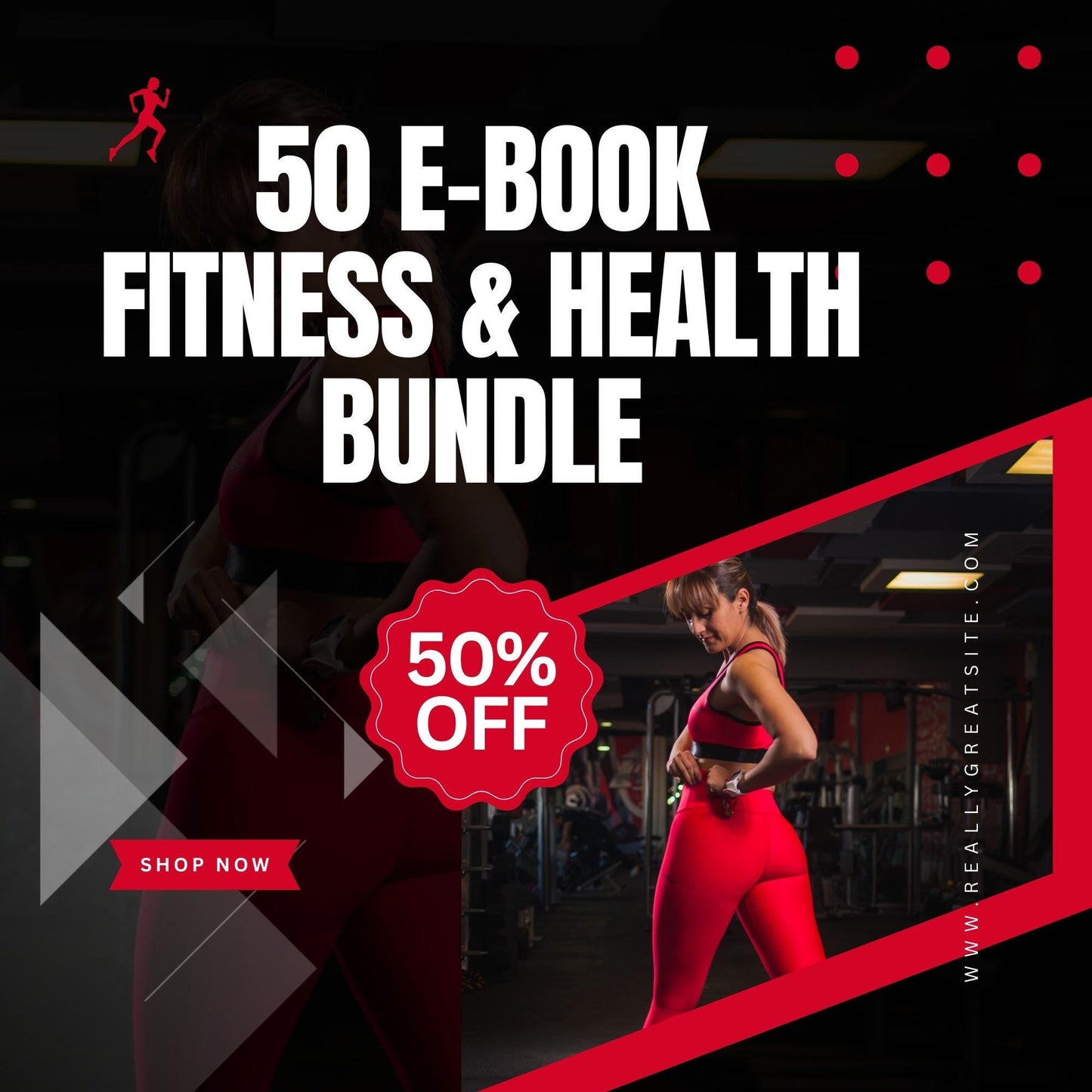 50 Fitness Ebook Bundle: Workout Planner, Nutrition & Wellness (Digital Download)