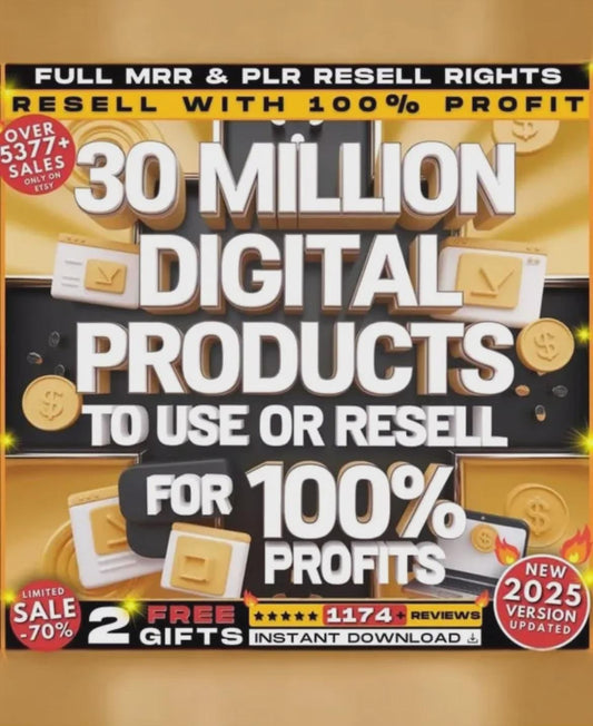 30 Million Digital Products MRR PLR digital download for Passive income PDF