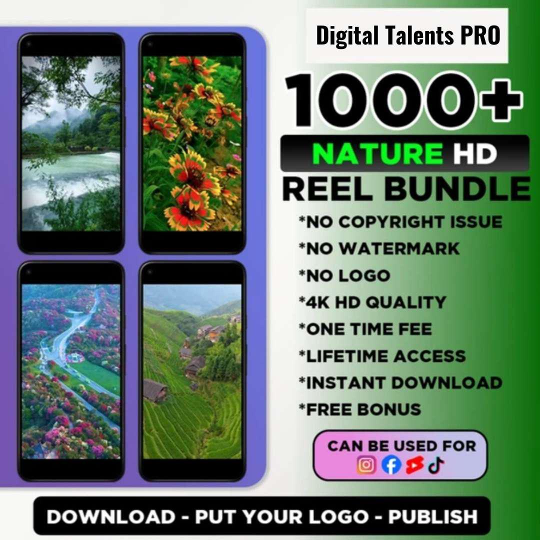 1000+ Nature Reels Bundle | Relaxing Scenery, Waterfalls, Forests, Beaches, Mountains, Wildlife Video Pack
