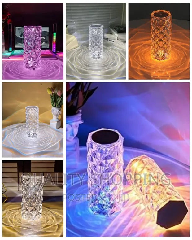 16 Colors Rose Touch Crystal Desk Lamp