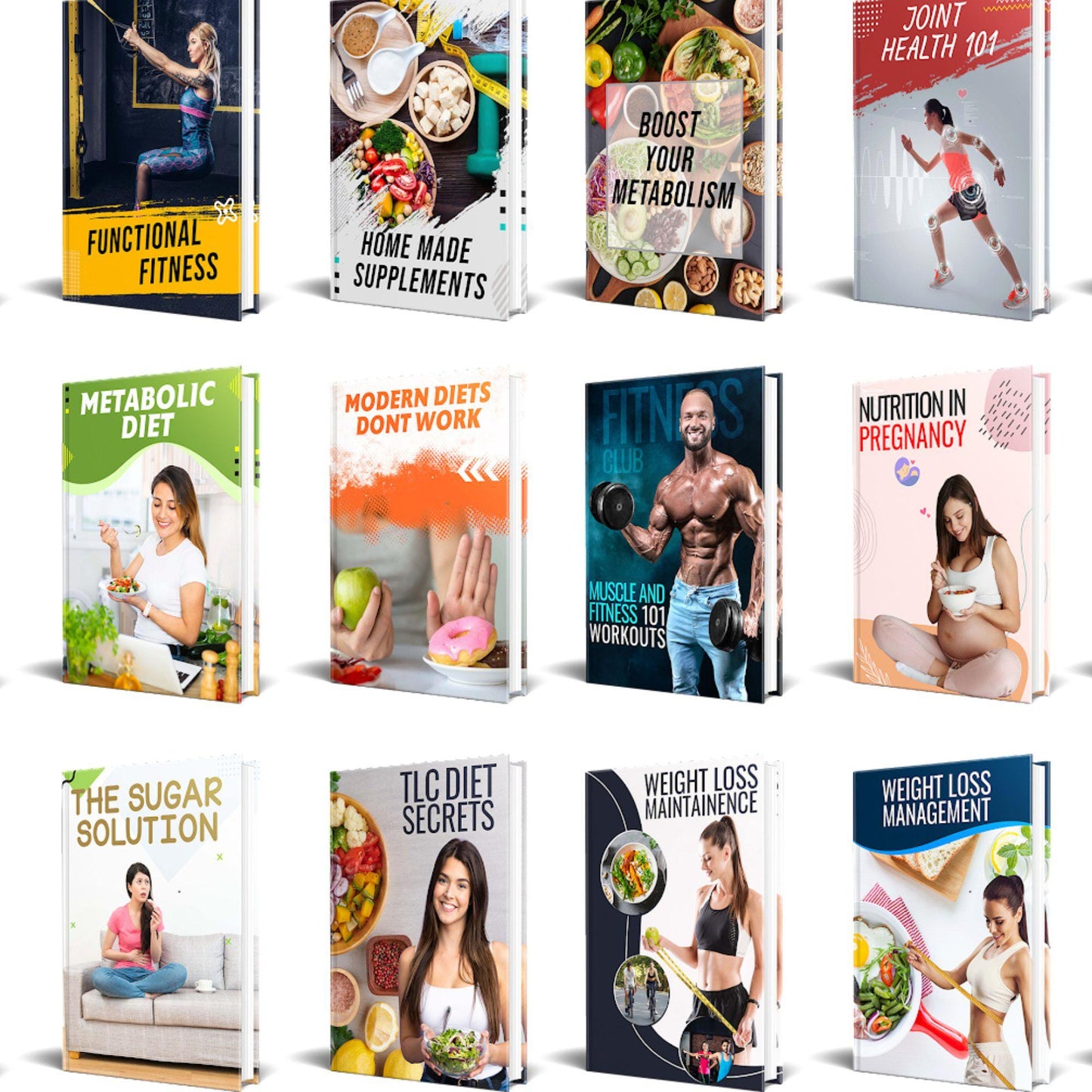 50 Fitness Ebook Bundle: Workout Planner, Nutrition & Wellness (Digital Download)