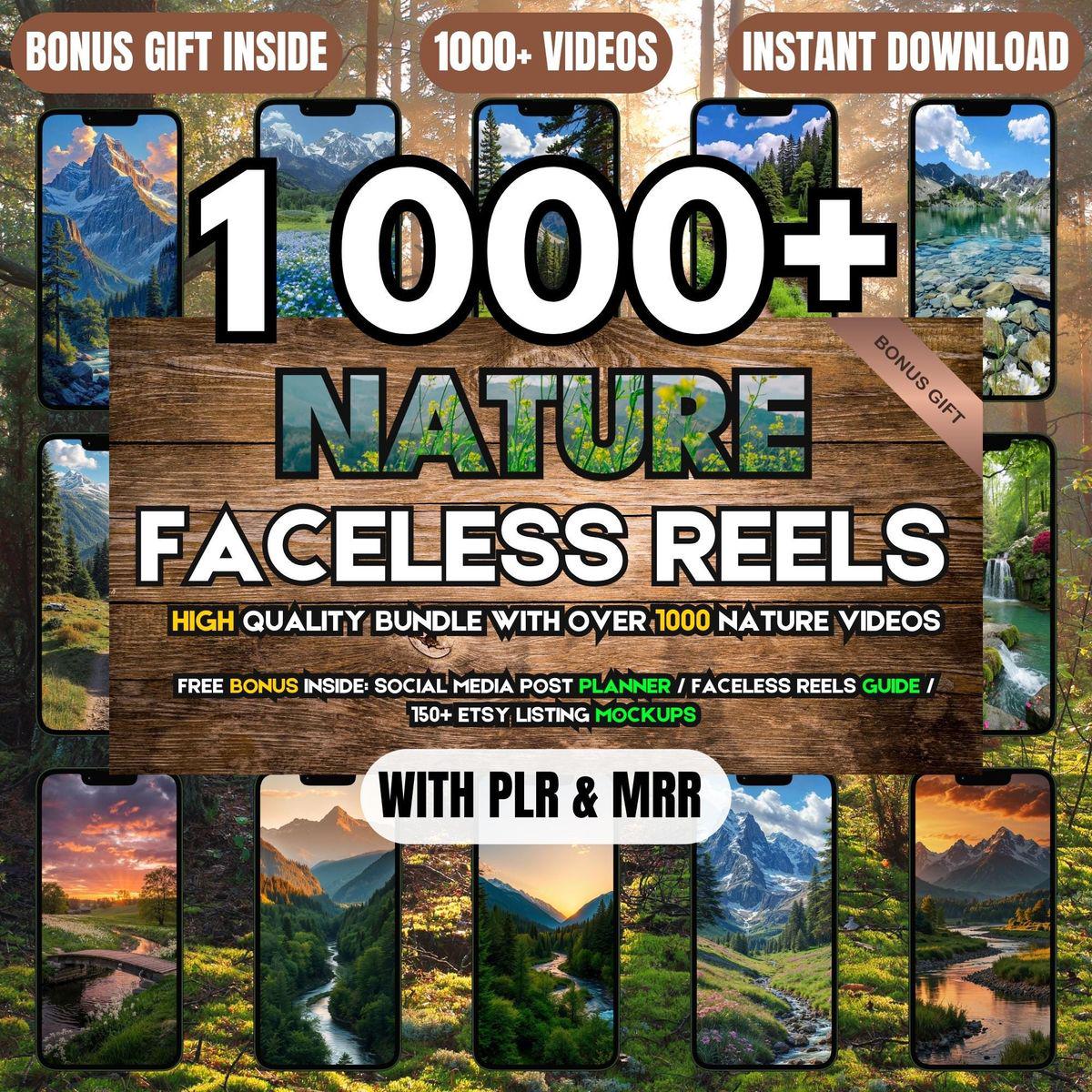 1000+ Nature Reels Bundle | Relaxing Scenery, Waterfalls, Forests, Beaches, Mountains, Wildlife Video Pack