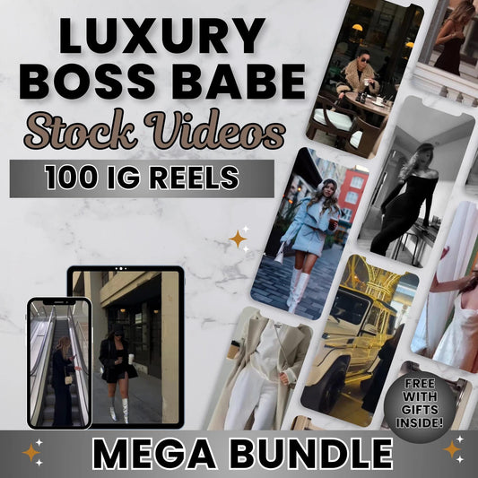 100 Luxury Boss Babe Videos | Elegant Feminine Reels | Social Media Content Bundle | Instant Download