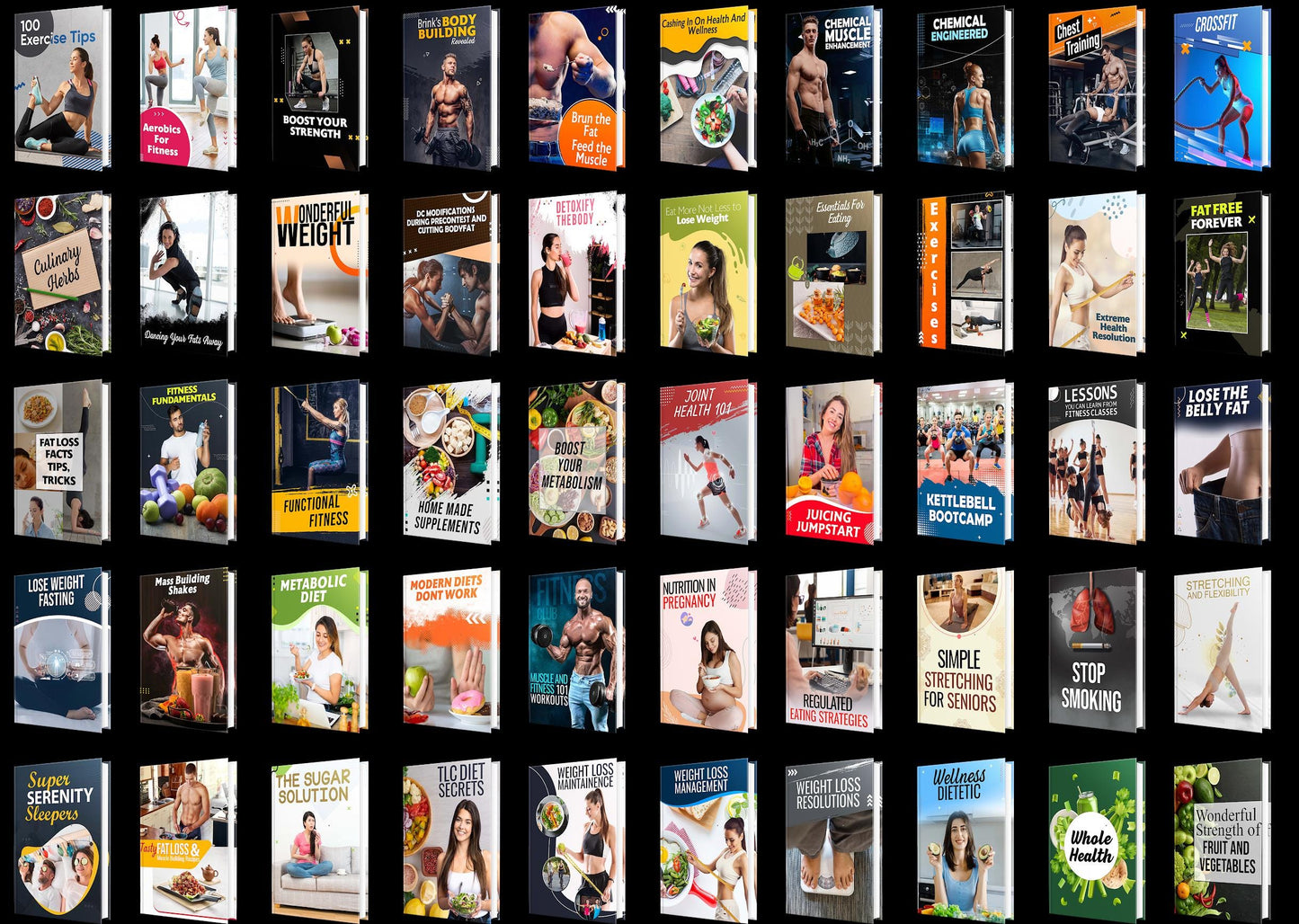 50 Fitness Ebook Bundle: Workout Planner, Nutrition & Wellness (Digital Download)