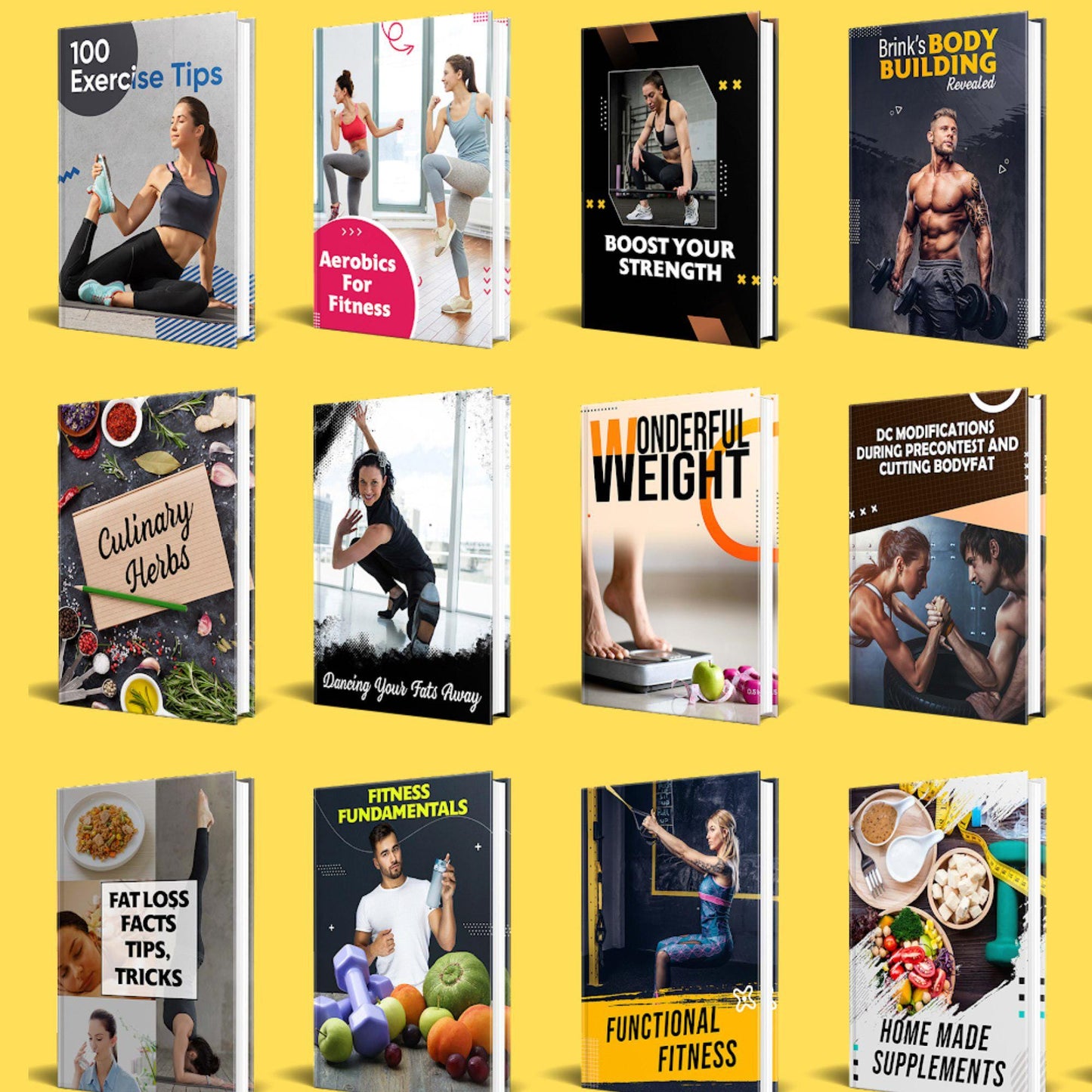 50 Fitness Ebook Bundle: Workout Planner, Nutrition & Wellness (Digital Download)