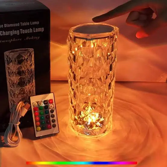 16 Colors Rose Touch Crystal Desk Lamp