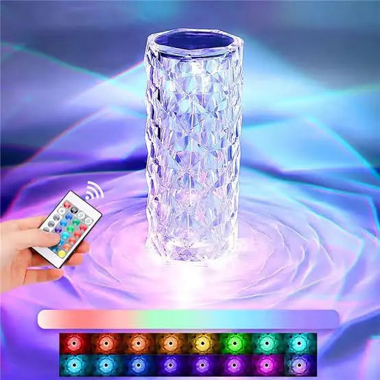 16 Colors Rose Touch Crystal Desk Lamp